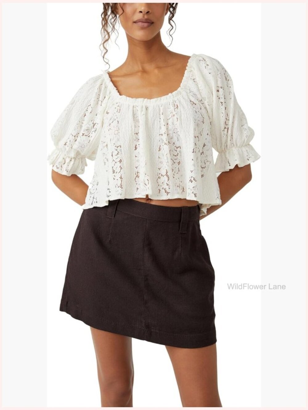 Stacey Lace Top - Sleeveless Square Neck Backless Pull-On Long Length